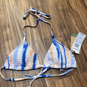 Quicksilver Smock Slide Triangle Bikini Top Marlin Tie Dye Stripe Size M…